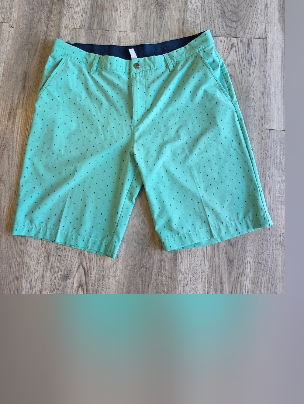 Adidas Primegreen Golf Shorts Mens 35 Aqua Blue Palm Trees Stretch Performance